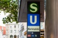 Munich, Germany - Aug 26, 2019 - U-Bahn and S-Bahn stop on Marienplatz in Munich