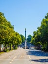 MUNICH, GERMANY, AUGUST 20, 2015: Busy avenue leading towards the golden angel of peace "Friedensengel" in Munich in