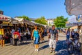 MUNICH, GERMANY, AUGUST 20: People at the Viktualienmarkt in Munich, Germamy. This traditional market takes place every