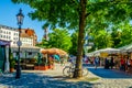 MUNICH, GERMANY, AUGUST 20: People at the Viktualienmarkt in Munich, Germamy. This traditional market takes place every