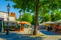 MUNICH, GERMANY, AUGUST 20: People at the Viktualienmarkt in Munich, Germamy. This traditional market takes place every