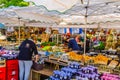 MUNICH, GERMANY, AUGUST 20: People at the Viktualienmarkt in Munich, Germamy. This traditional market takes place every