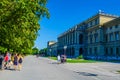 MUNICH, GERMANY, AUGUST 25, 2015: people are walking through a wide alley between hofgarten park and the residenz