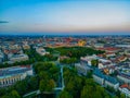 Munich, Germany, August 16, 2022: Sunrise panorama of German tow Royalty Free Stock Photo