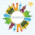 Munich Germany City Skyline with Color Buildings, Blue Sky and C Royalty Free Stock Photo