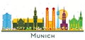 Munich Germany city Skyline with Color Buildings isolated on white Royalty Free Stock Photo