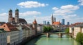Munich Cityscape with Isar River Royalty Free Stock Photo