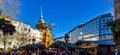 Munich, Germany - Dec 18, 2023: Christmas market at Rindermarkt in Munich, Bavaria, Germany, Europe