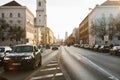 Munich, Germany, December 29, 2016: Cars on the street in Munich. City life. Everyday life in Europe. Lifestyle.