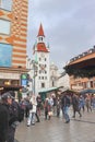 Munich, Germany - December 20, 2023: View of old town hall from Marienplatz Royalty Free Stock Photo