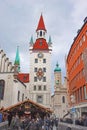 Munich, Germany - December 20, 2023: View of old town hall from Marienplatz Royalty Free Stock Photo