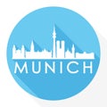 Munich Germany Europe Round Icon Vector Art Flat Shadow Design Skyline City Silhouette Template Logo Royalty Free Stock Photo