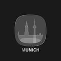 Munich, Germany: icon and logo prototype with glass liquid effect. Flat emblem Royalty Free Stock Photo