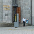 Entrance facade to the German Museum, Deutsches Museum, in Munich, Germany, the world`s largest museum of science and Royalty Free Stock Photo