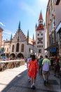 Panoramic view of Old Town Hall at Marienplatz Square in Munich, Bavaria, Germany Royalty Free Stock Photo