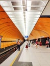 Munich, Germany - June 28, 2019 : Interior Space of Marienplatz U Bahn Station, Marienplatz is an important stop on the Munich S-