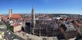 Munich, Germany - June 29, 2019: view of city with Marienplatz town hall of Munich, Germany Royalty Free Stock Photo