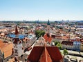Munich, Germany - June 28, 2019: Scenic aerial view of red roofs in old city of Munich Royalty Free Stock Photo