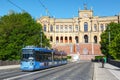 Munich Tram Adtranz GT6N light rail public transport at Maximilianeum in Germany