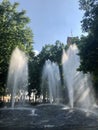 Munich, Germany - June 30, 2018: Waterfont in Sendlinger Tor during summer