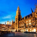 Munich, Germany. Marienplatz at night with Town Hall Royalty Free Stock Photo