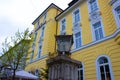 Munich, Germany - May 03, 2017: The facade of Krone Hotel building