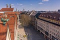 Munich, Germany - May 11, 2020: Munich`s first pedestrian zone `Neuhauser Strasse` during Corona lockdown.