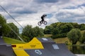 Munich, germany, munich mash - 06 24 2018: Bmx biker doing trick