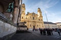 Odeonplatz with Theatine Church Theatinerkirche and Feldherrnhalle - Munich, Bavaria, Germany