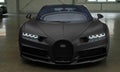 Front view of matte black Bugatti Chiron