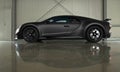 Side view of matte black Bugatti Chiron