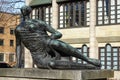 Munich, Germany - Oct 17, 2021: Statue at the Quater near the Pinakotheken Museum, Munich, Germany