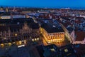 Aerial view of The New Town Hall and Marienplatz at night, Munich, Germany Royalty Free Stock Photo