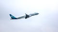 MUNICH, GERMANY - 11 OCTOBER 2015: Jet plane Embraer E-Jet ERJ-195 of Air Dolomiti Italian airlines take off from Munich Royalty Free Stock Photo