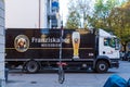 Munich, Germany - October 20, 2017: A truck with the advertisem