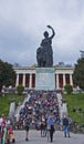 Munich, Germany - people sitting and leasurely walking outdoors