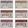 Munich, Germany, road sign set vector illustration, road table