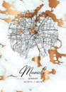 Munich - Germany Rosemallow Marble Map