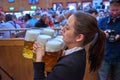 MUNICH, GERMANY - 25 SEPTEMBER 2014: Oktoberfest,Bavaria, Munich, People at the Oktoberfest,The Oktoberfest is the biggest beer