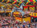 Munich, Germany - 23 September 2013. Oktoberfest. Hippodrom tent is decorated with figures of horse