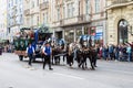 Munich, Germany - September 24, 2018: Participants of the annual Bavarian Oktoberfest beer festival parade