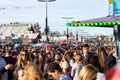 Munich, Germany - September 28: visitors, beertents and candy shops on the oktoberfest in munich at night