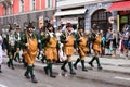 Munich, Germany - September 24, 2018: Walking procession of participants of the Bavarian Oktoberfest festival.