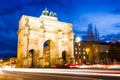 Munich, Germany. The Siegestor 1852 English: Victory Gate in winter at sunset Royalty Free Stock Photo