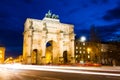 Munich, Germany. The Siegestor 1852 English: Victory Gate in winter at sunset Royalty Free Stock Photo