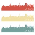 Munich germany Skyline Silhouette City Stamp. Vector Color Vintage Set logo Clipart Illustration. Royalty Free Stock Photo