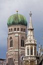 Munich, Germany - view of a clock tower of the Frauenkirche