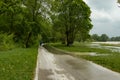 munich, isar, brudermuehlbruecke, Mai 22, 2019: storm deep axel is flooding the isar in munich