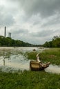 munich, isar, brudermuehlbruecke, Mai 22, 2019: storm deep axel is flooding the isar in munich