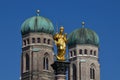 Munich MariensÃÂ¤ule and Frauenkirche Royalty Free Stock Photo
